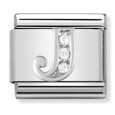 Nomination Composable Classic Link 330301/10 Letter J with CZ in 925 Silver